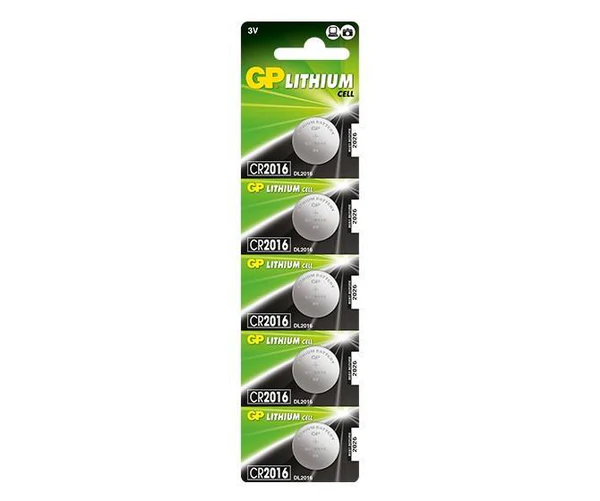 GP Greencell Lithium Coin Battery CR2016 / 5 Pack