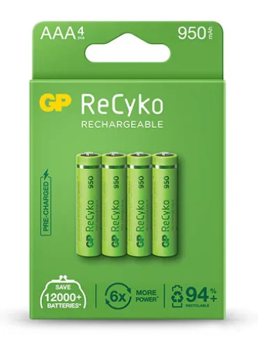 GP Greencell Recyko / AAA Rechargeable Batteries / 950mAh / 4 pack
