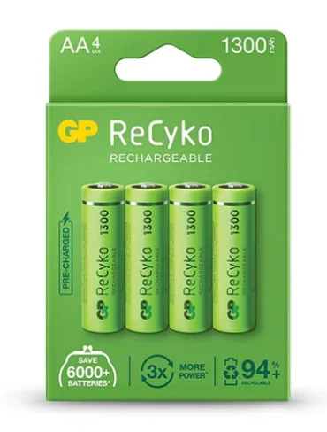 GP Greencell Recyko / AA Rechargeable Batteries / 1300mAh / 4 pack
