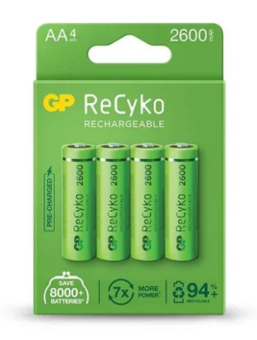 GP Greencell Recyko / AA Rechargeable Batteries / 2600mAh / 4 pack