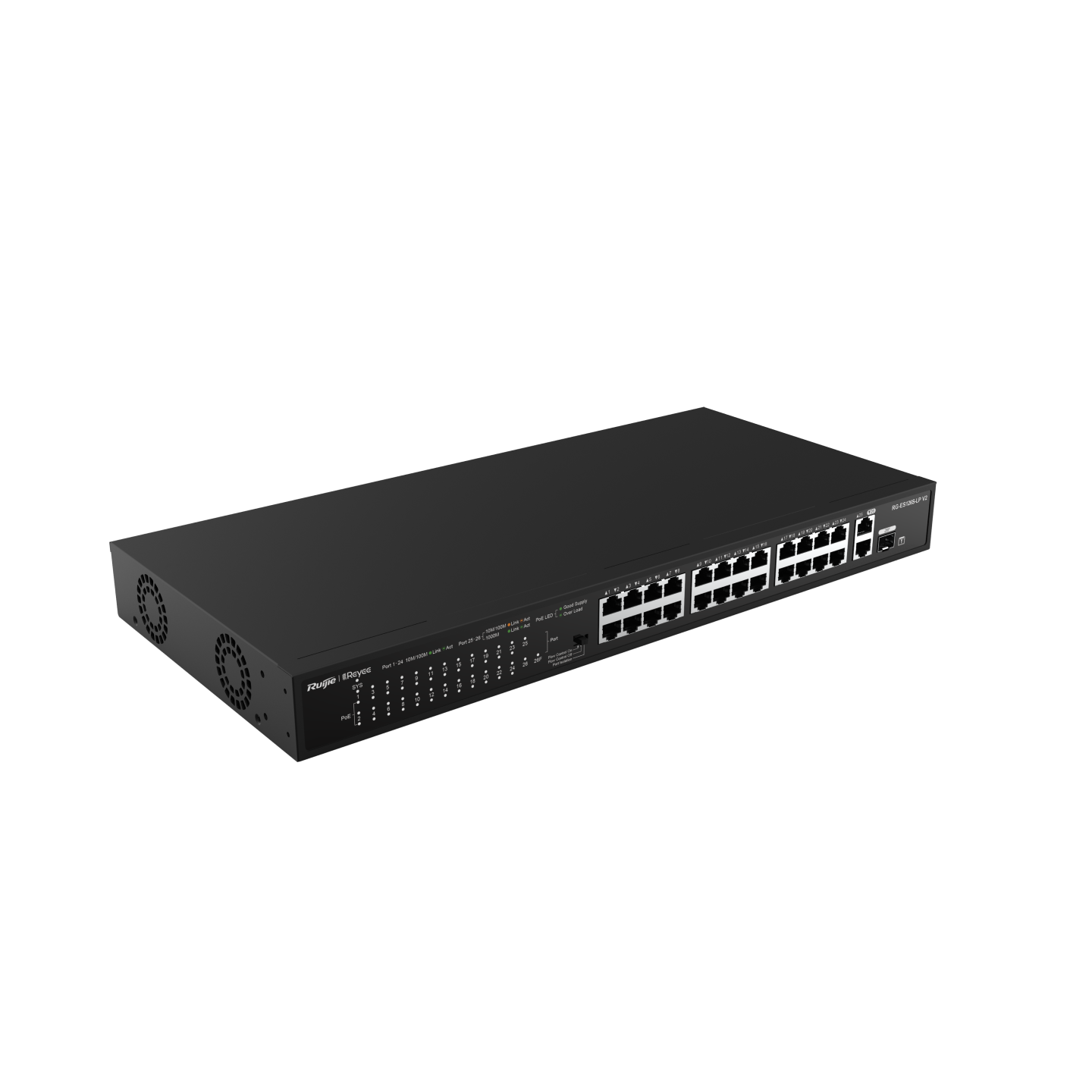 Reyee 24 Port 100Mbps PoE+ Switch 24 Ports PoE + 1 GBE + 1 SFP Port, 180W
