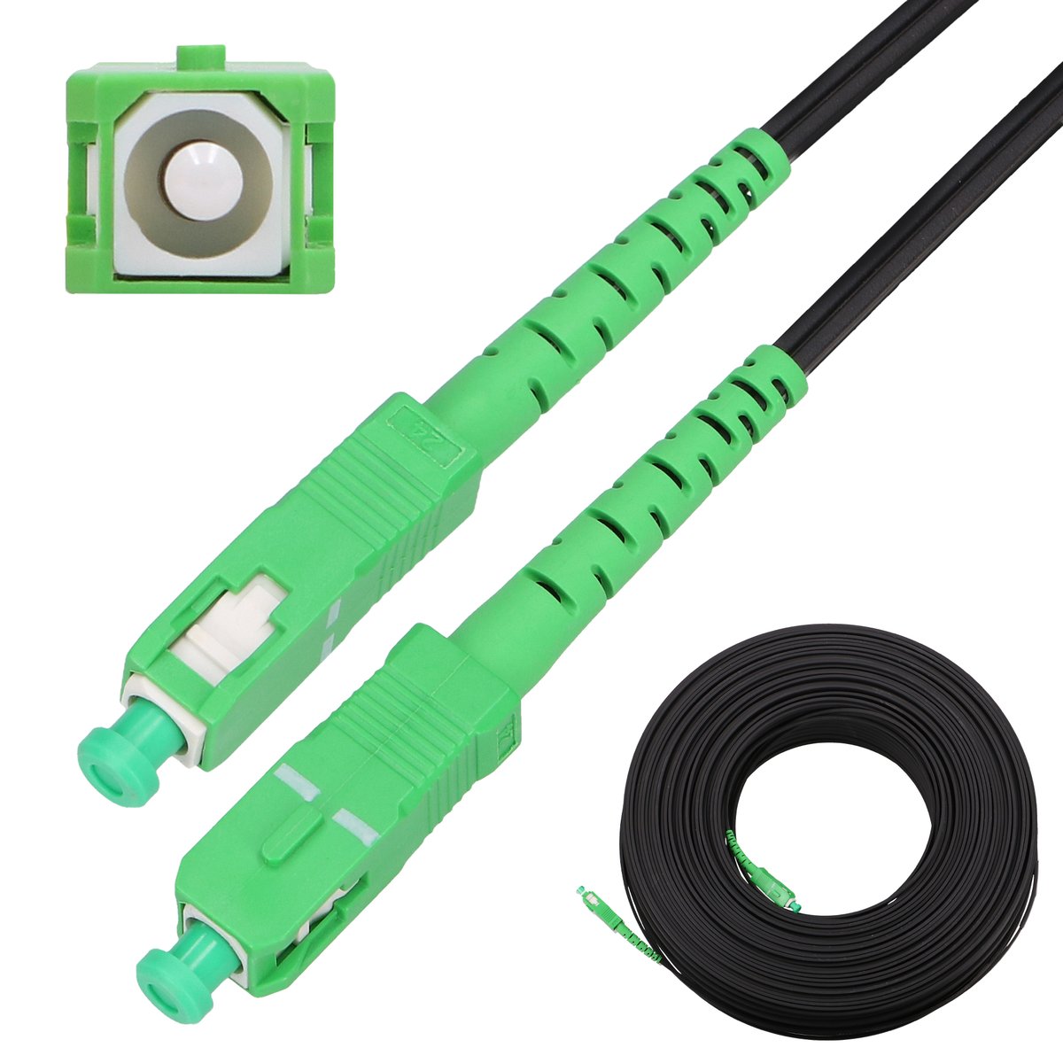 100m Outdoor Fiber Optic Cable SC/APC-SC/APC Flat Drop