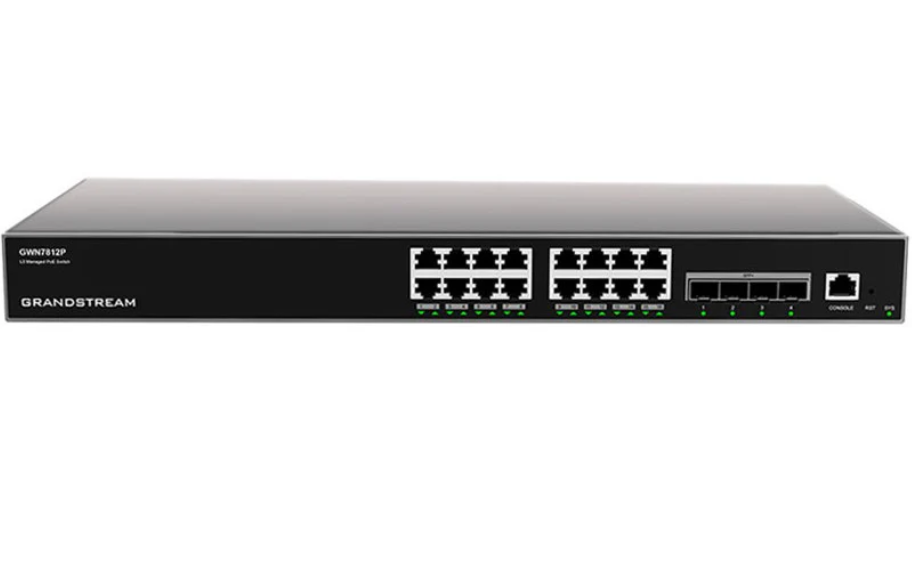 Grandstream GWN7812P - 16 Port Gigabit PoE+ Managed Layer3 Switch, 4 SFP+, 240W