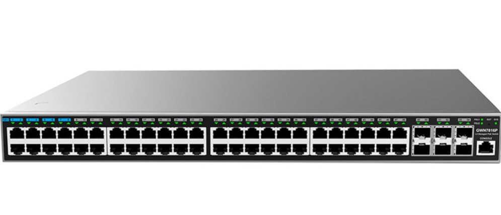 Grandstream GWN7816P - 48 Port Gigabit PoE++ Managed Layer3 Switch, 6 SFP+, 740W