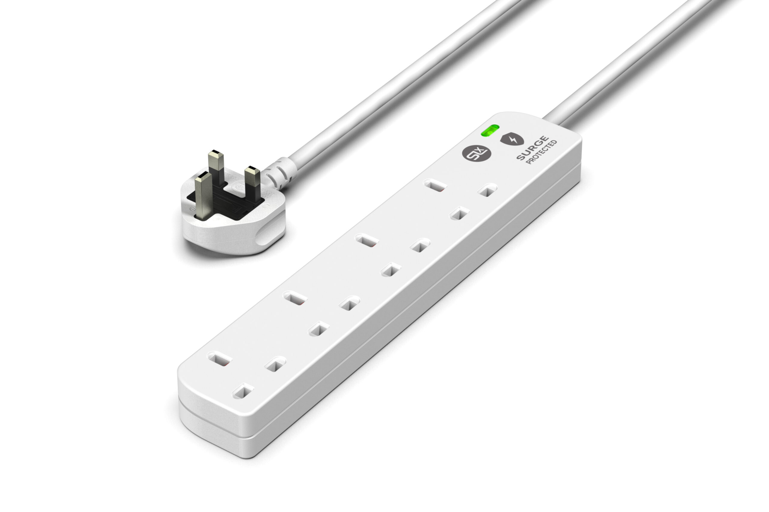 4 Gang Extension Lead 1m -  (Surge protected & neon)