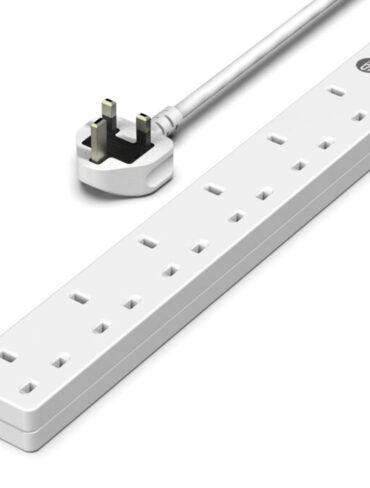 6 Gang Extension Lead 1m -  (Surge protected & neon)