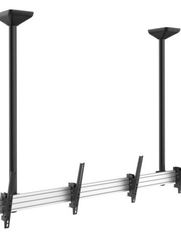 Revez Dual Screen Ceiling Mount with Extended Pole for 45-55" Screens