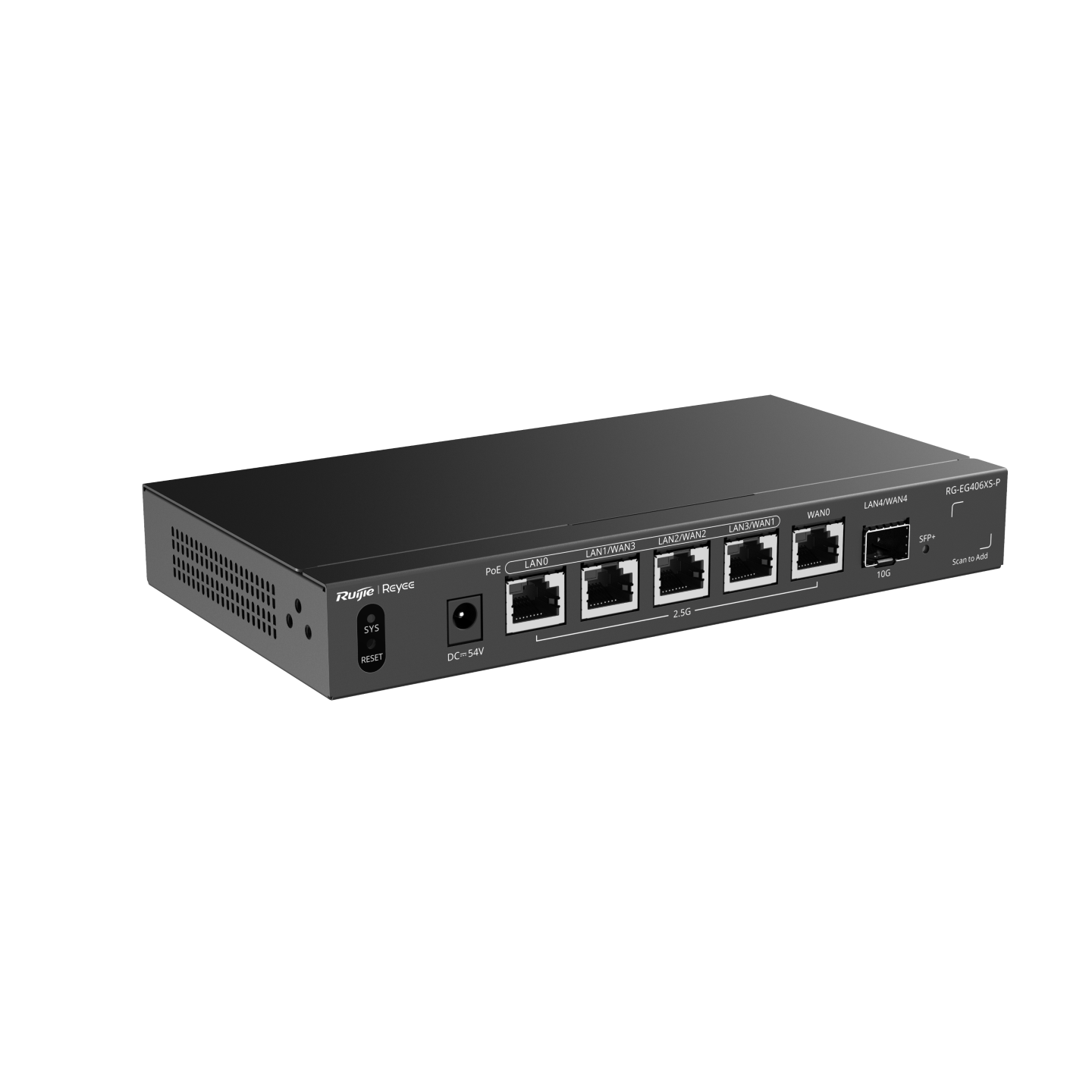 Reyee 5-Port 2.5G Cloud Managed Router, 4 x 2.G PoE/PoE+, 1 x 10G SFP+ Port