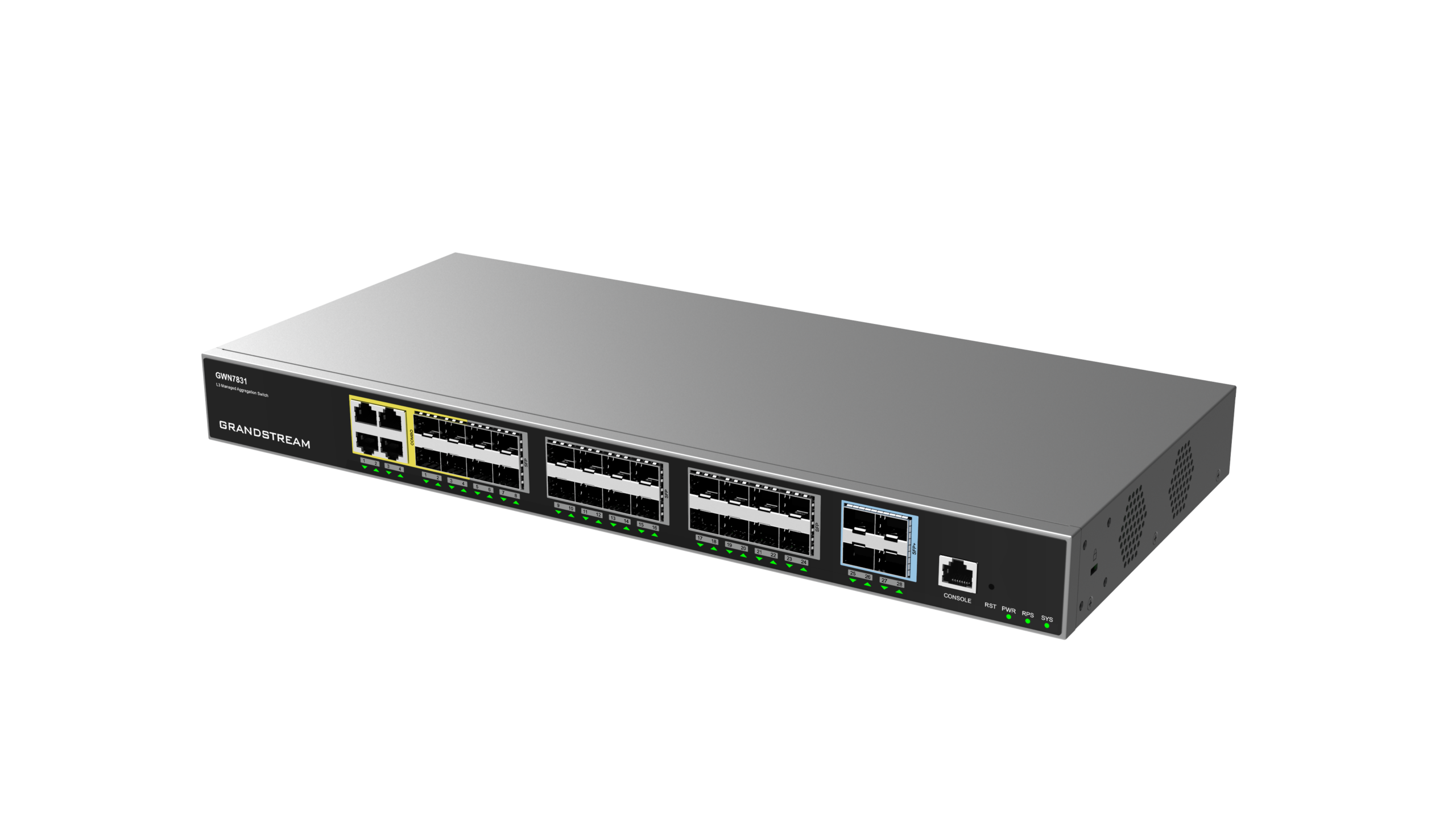 Grandstream GWN7831 - 30 Port Cloud Managed Layer3 Aggregation Switch, 4 x GE + 24 x SFP + 4 x 10G SFP+