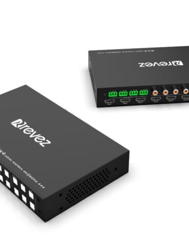 Revez 4x4 HDMI Matrix Switch (4K@60Hz, Audio Extraction/Control, HDMI 2.0)