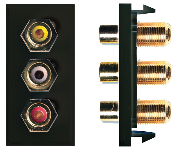 3x RCA (Yellow, Red, White) Module Black