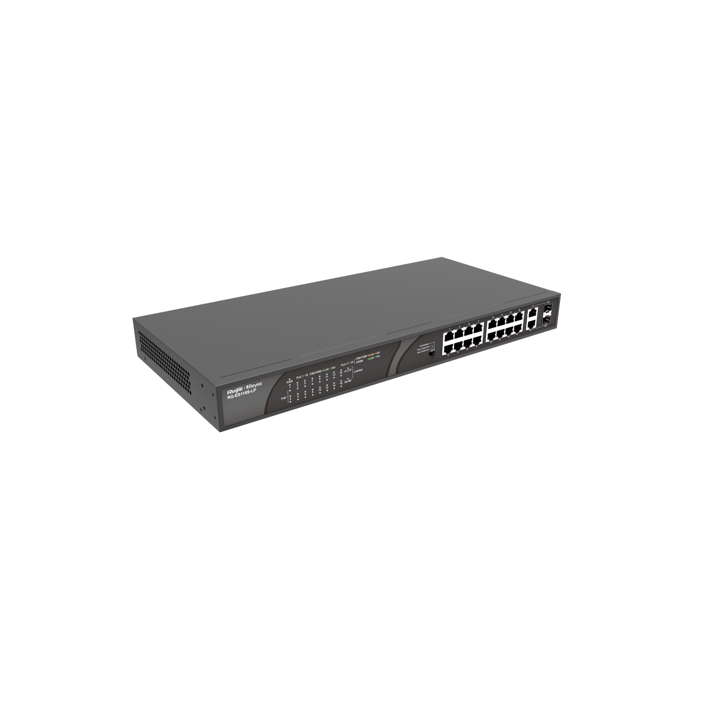Reyee 18 Port 100Mbps PoE+ Switch 16 Ports PoE + 2 GE + 2 SFP Ports, 120W