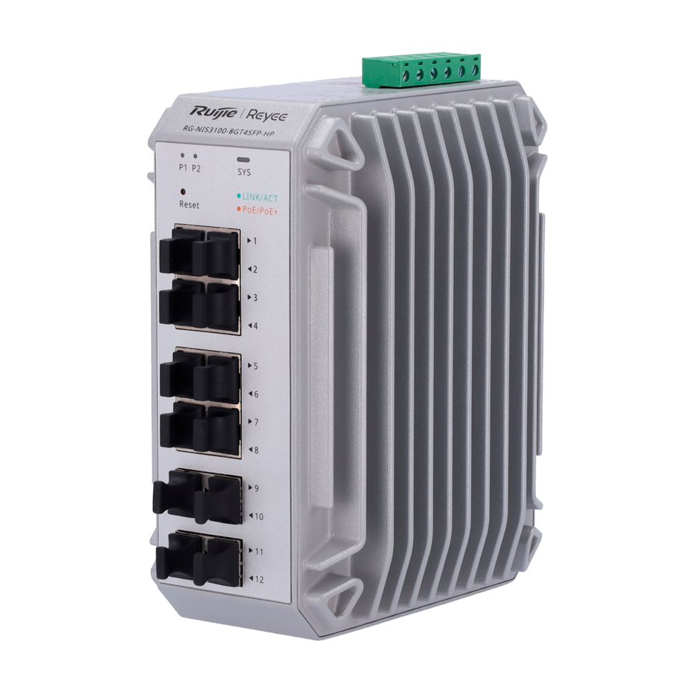 Reyee 10 Port Industrial Grade Gigabit Cloud Managed PoE+ Switch with 4 SFP Uplink, 240W