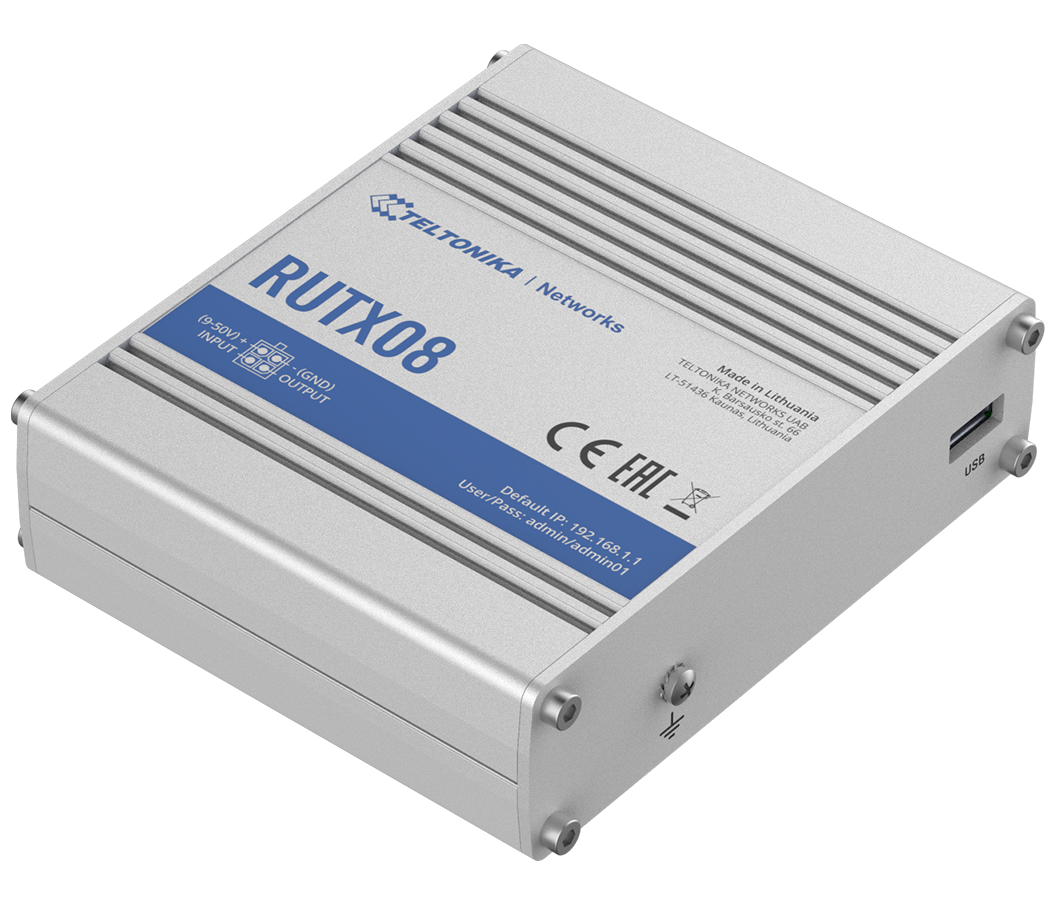 Teltonika RUTX08 Industrial Gigabit Ethernet Router - Supports VPN, USB LTE Modems