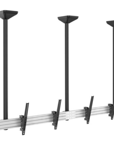 Revez Triple Screen Ceiling Mount with Extended Pole for 45-50" Screens