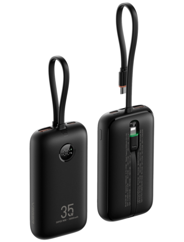 Veger 10,000mAh Powerbank, PD35W, Built In USB-C / Lightning Cables
