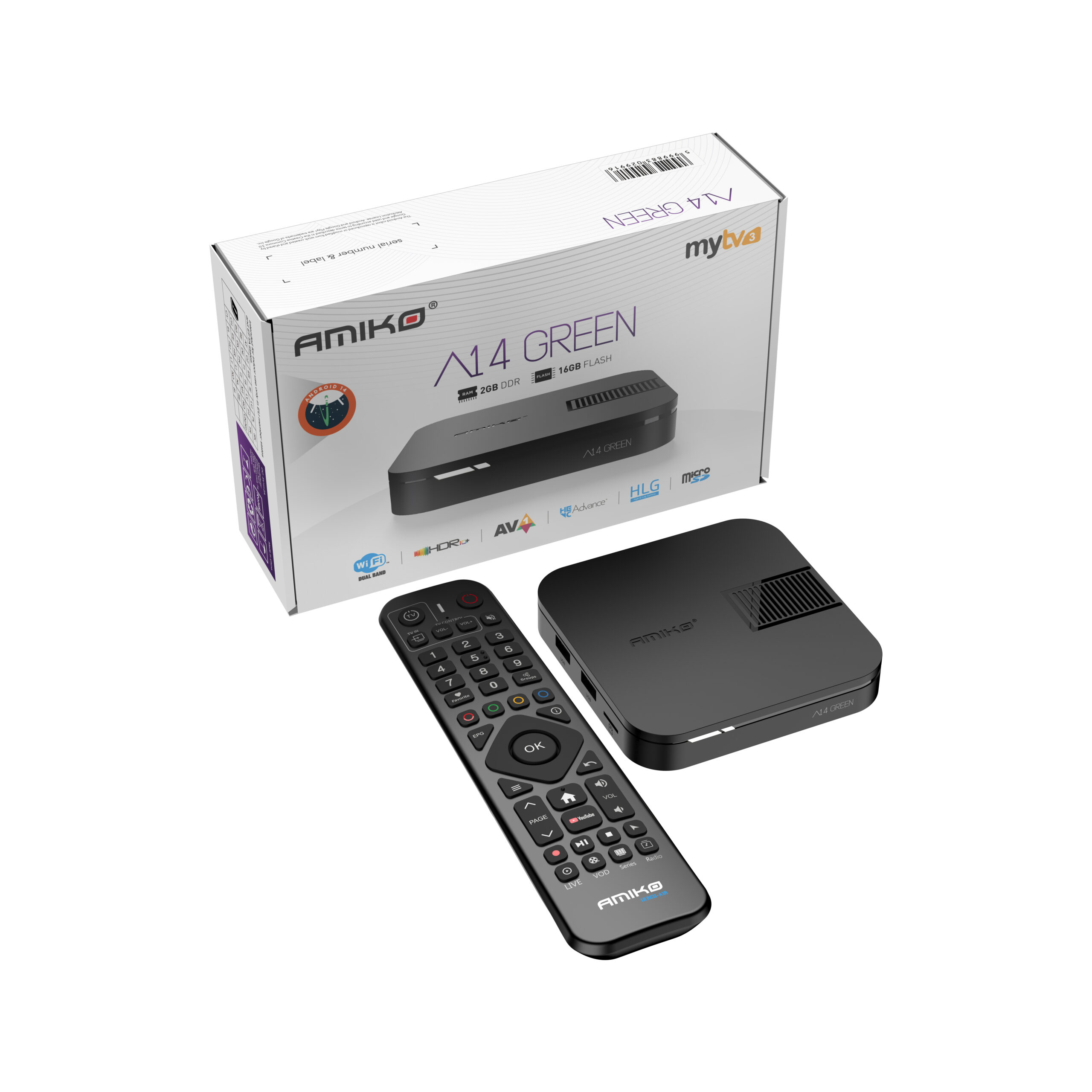 Amiko A14 Green MyTV3 OTT 4K Digital Media Player