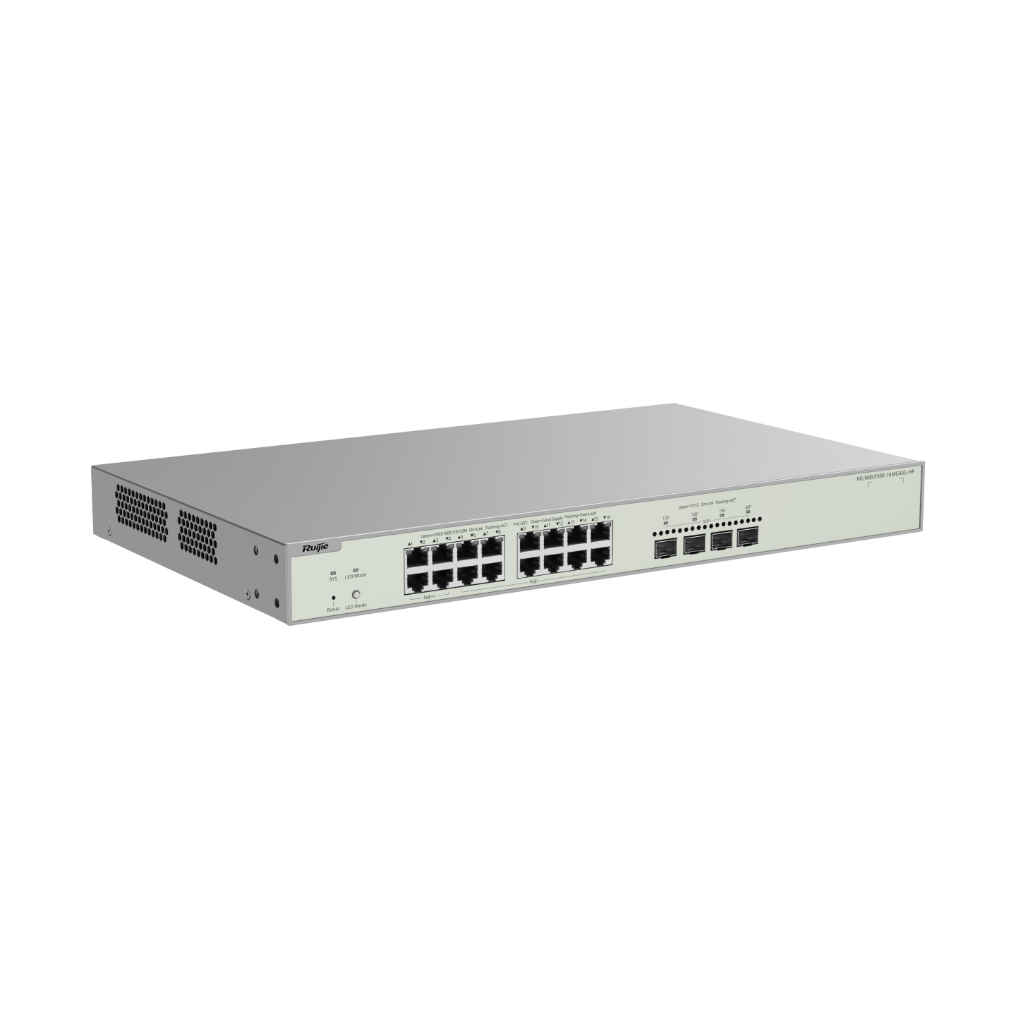 Reyee 16-Port Muti-Gigabit Layer 2 Managed Switch with 4 x PoE++ Ports, 12 x PoE+ Ports, and 4 x SFP+ Uplink Ports