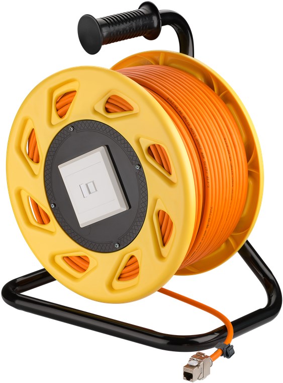 50m CAT 7A Portable Network Cable Reel with CAT 6A Keystone
