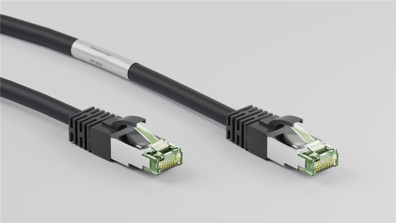 CAT 8.1 patch cable, S / FTP (PiMF), black, 0.5 m
