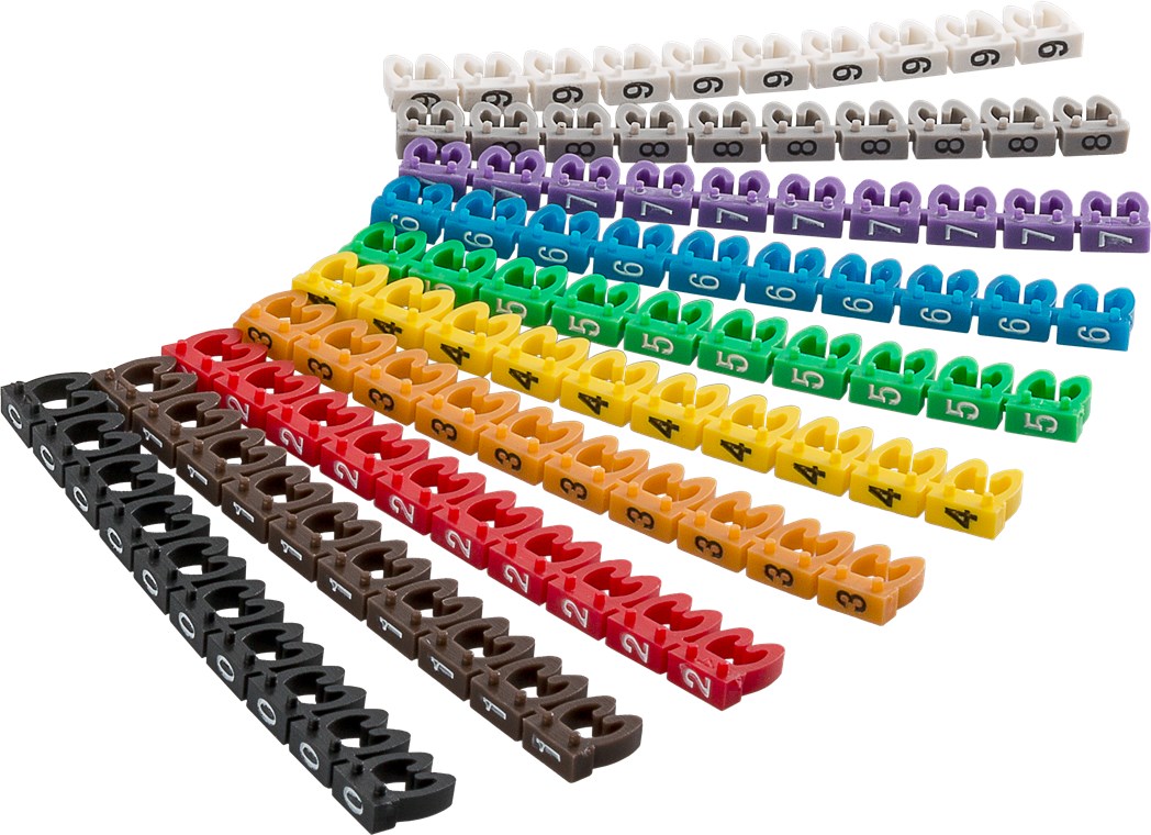 Cable Marker Clips - Digits 0 to 9 - up to 6mm Cables