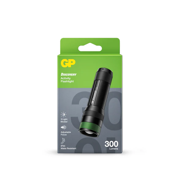 GP Greencell Discovery Outdoor LED Torch C32 / 300 Lumens / 3 x AAA Batteries Included