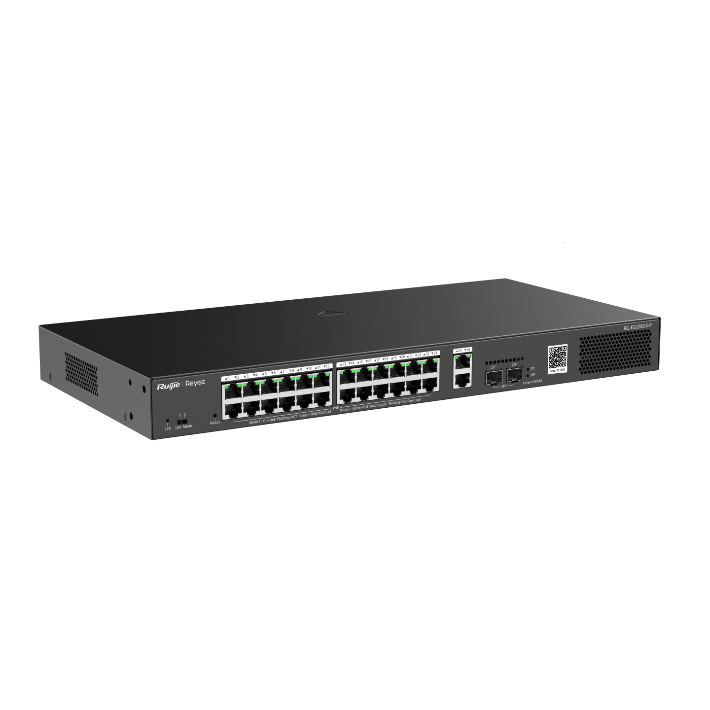 Reyee 28 Port Gigabit PoE+ Smart Switch / 2 SFP Ports - Cloud Managed Switch 370W