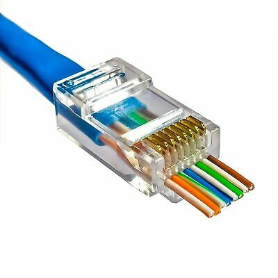 Easy Push Through CAT5 RJ45 Ethernet Connector (100)