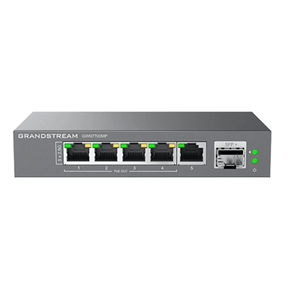 Grandstream GWN7700MP - 5 Port 2.5Gbps Unmanaged PoE+ Switch, 1 SFP+