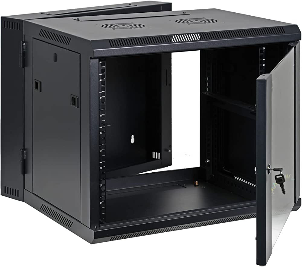Revez Hinged Swing Out Data Wall Cabinet 600mm Width Assembled (6U-22U)