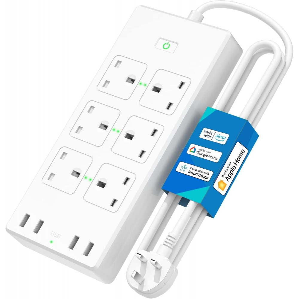 Meross Smart 6 Gang Extension Lead with 4 x USB