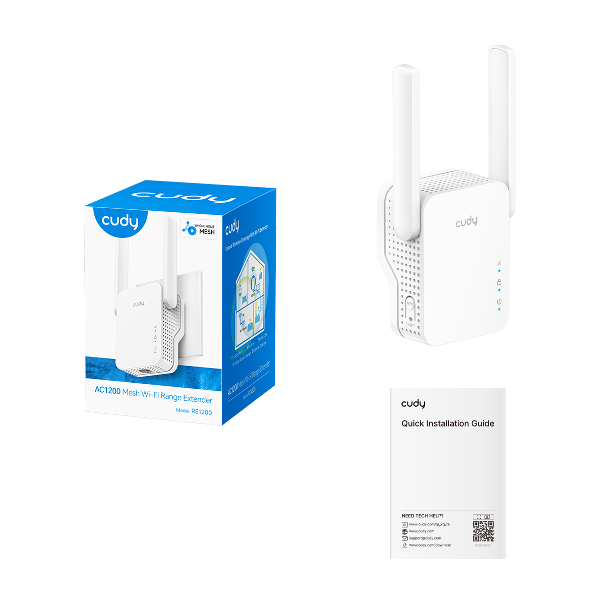 Cudy AC1200 Dual Band WiFi Range Extender with Mesh V2