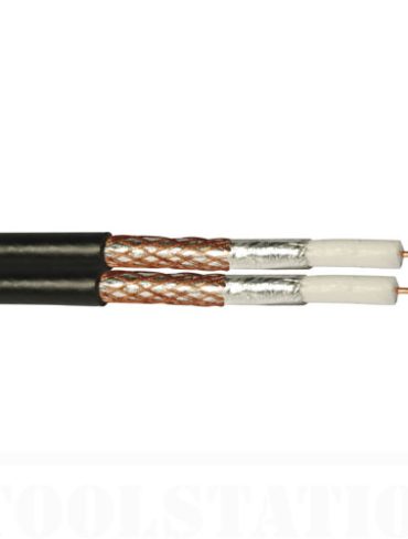1m Twin RG6 Satellite Cable (Black or White)