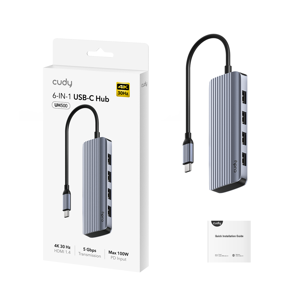 Cudy 6 in 1 USB-C Hub with 4K HDMI UH500